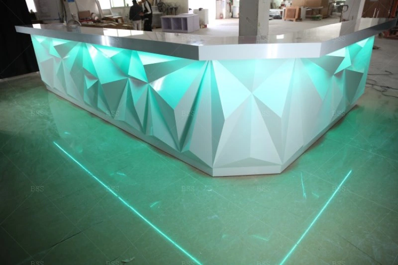 Custom Commercial Nightclub Restaurant LED White Marble Modern Bar Counter