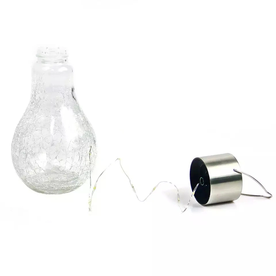 Outdoor Patio Crackled Glass Ball Shape LED Solar Hanging Lights for Decorative Outdoor Garden