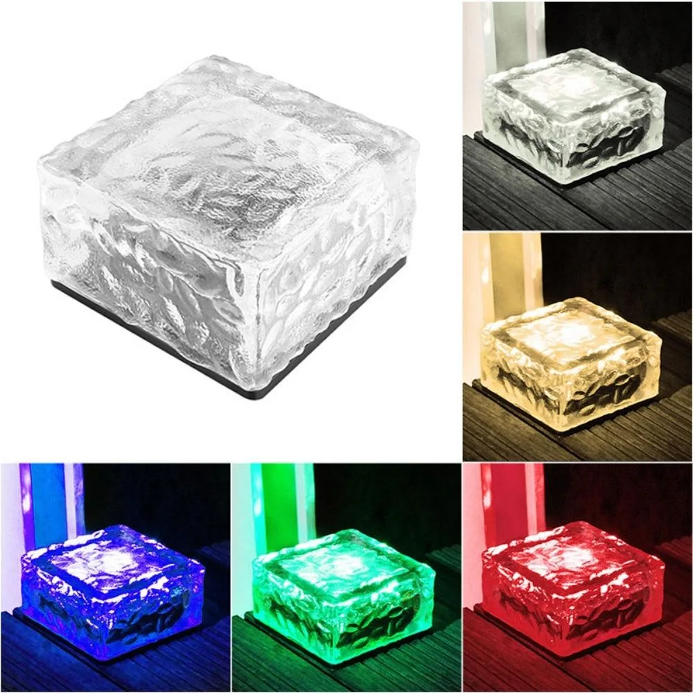 Solar Power Ice Cube Brick Stair Step Light Colorful LED Floating Waterproof Wyz21998