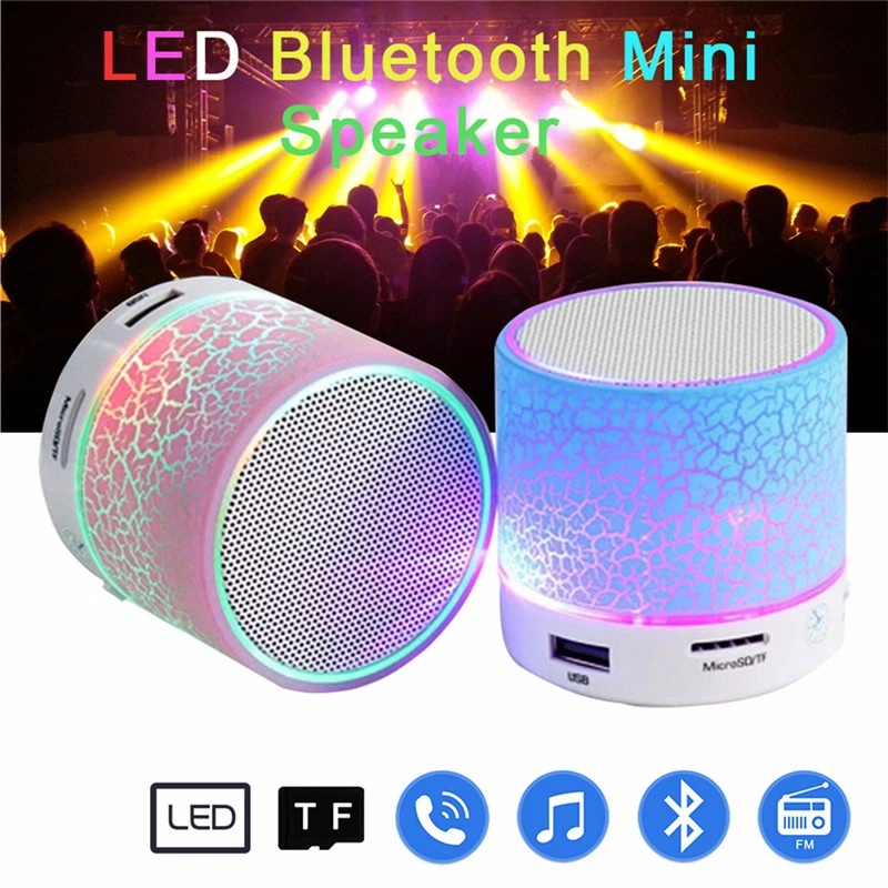 Customized Wireless Portable Mini Bluetooth Speakers with Crack LED Light