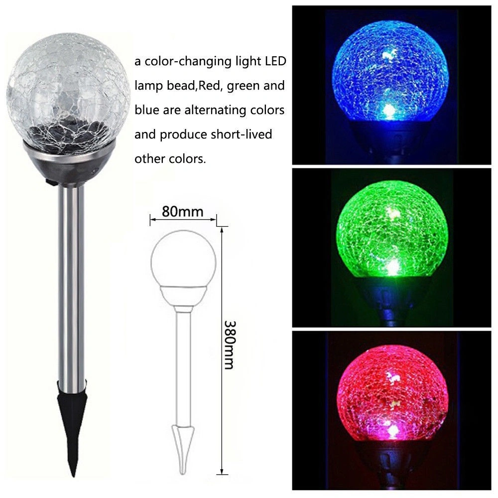 Cracked Glass Ball LED Color Changing Solar Lights Outdoor Solar Landscape Lights Solar Street Lights for Patio, Garden Bl18068