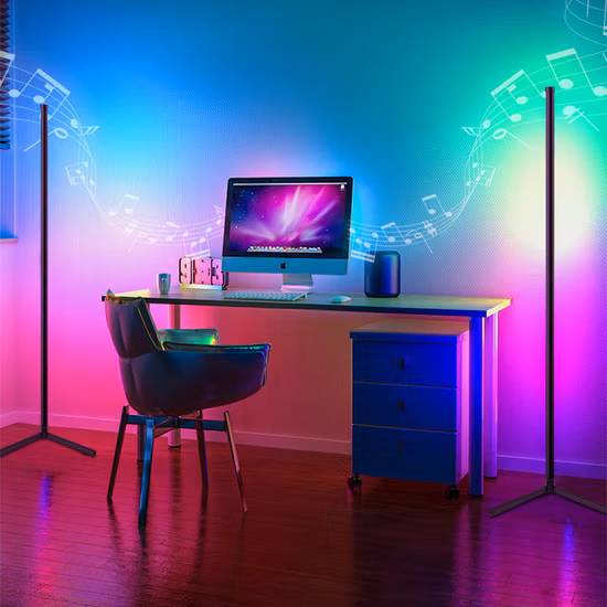 Современный декоративный RGB светодиодный торшер с дистанционным управлением, угловой светильник для дома